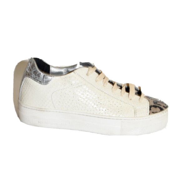 P448 Shoes - New! P448 John Leopard Tongue Low Top White Street Sneaker 38 EU 8 US DD347